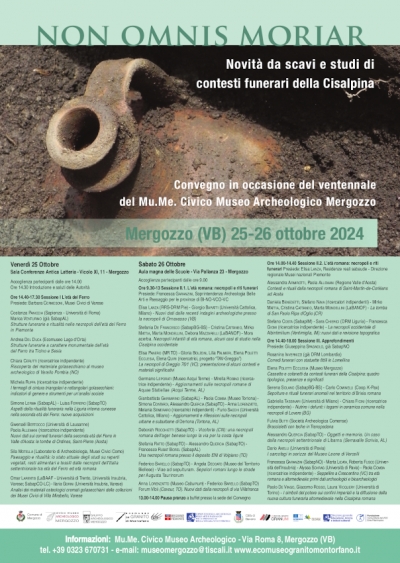 Novità da scavi e studi di contesti funerari della Cisalpina - Convegno in occasione del ventennale del Mu.Me. Civico Museo Archeologico di Mergozzo